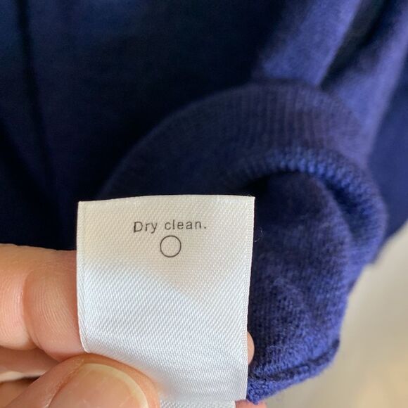 J. Crew Bright Navy Blue 100% Merino Wool V-Neck Long Sleeve Sweater Size L - Picture 11 of 11